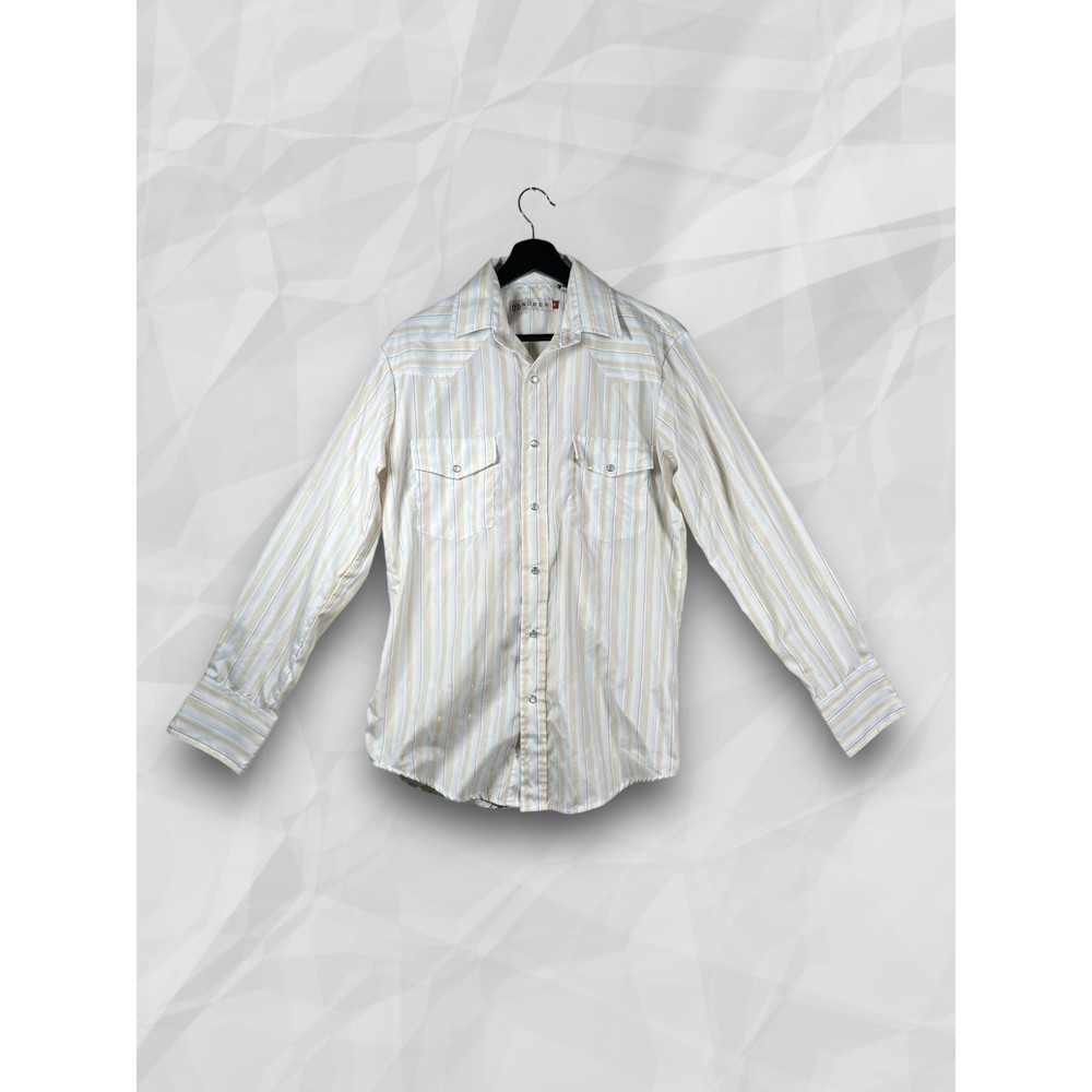Roper Western Pearl Snap Gold Threading Long Sleeve Shirt Men's Size S